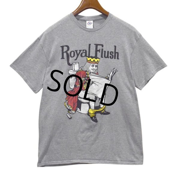 画像1: 【ビンテージ】【DELTA】【グレー】【ROYAL FLUSH】 【キング】【バスルーム】プリント【Tシャツ】【サイズL】  (1)