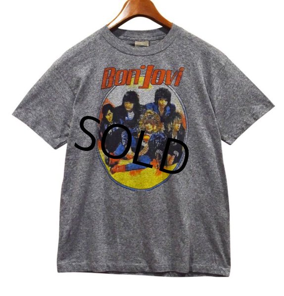 画像1: 80's【USA製】ビンテージ【BON JOVI】【ボン ジョビ】杢グレー【Slippery when wet】【バンドＴシャツ】ロックＴシャツ ツアーＴ【サイズL】   (1)