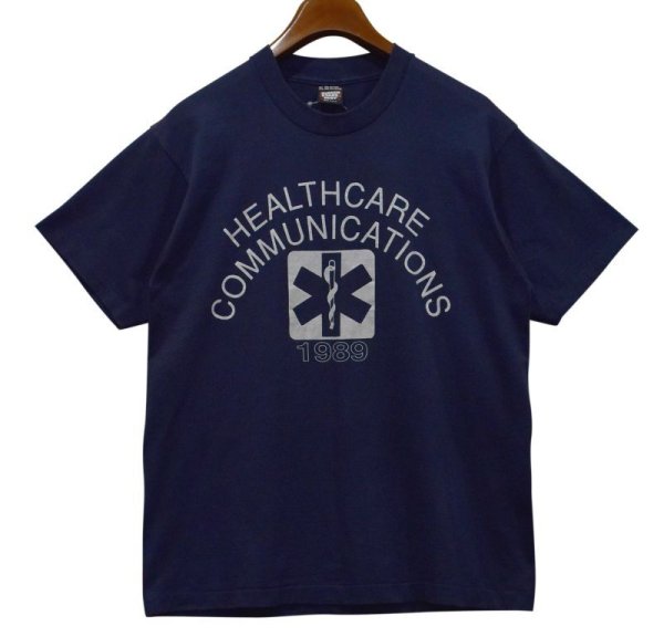 画像1: 90's【USA製】ビンテージ【スクリーンスターズ】 アスクレピオスの杖【health care communications】スターオブライフ 紺【Tシャツ】【サイズXL】  (1)