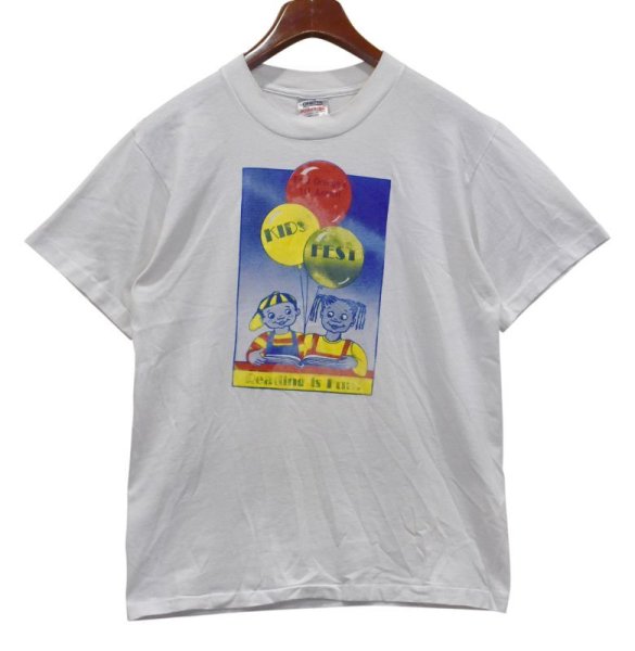 画像1: 90's USA製 ビンテージ【ONEITA】オニータ【KID’S FEST】風船と子供【白】 Tシャツ 【サイズL】  (1)