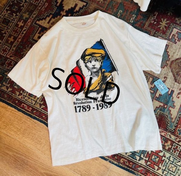 画像1: 80's【USA製】【ビンテージ】シングルステッチ【レ・ミゼラブル】フランス革命【白】Ｔシャツ XL程度  (1)