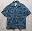 画像1: 【ビンテージ】【ＬＬビーン】【L.L.bean】柄入り【青】【コットンハワイアンシャツ】【半袖シャツ】【サイズL】  (1)