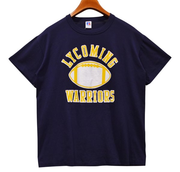 画像1: 【デッドストック】90's【USA製】【ビンテージ】【ラッセル】【紺】【lycoming warriors】ライコミング大学【Tシャツ】【サイズL】  (1)