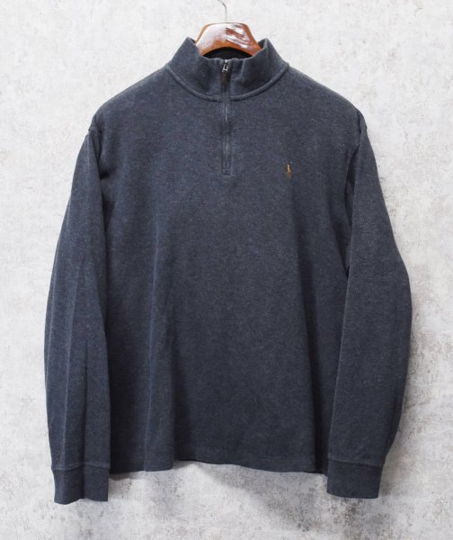 画像1: 【ラルフローレン】POLO RALPH LAUREN【ESTATE RIB】【チャコール】【無地】【ハーフジップ】【コットンセーター】【サイズL】  (1)