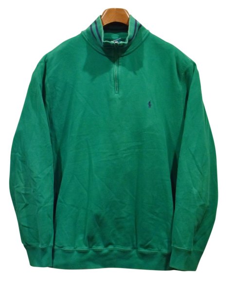 画像1: 【ラルフローレン】POLO RALPH LAUREN【緑×紺ライン】【ハーフジップ】【スウェット】【サイズXL】  (1)