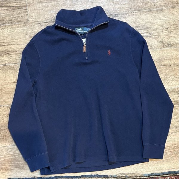 画像1: 【ラルフローレン】POLO RALPH LAUREN【紺】【無地】【ハーフジップ】【コットンセーター】【サイズM】   (1)