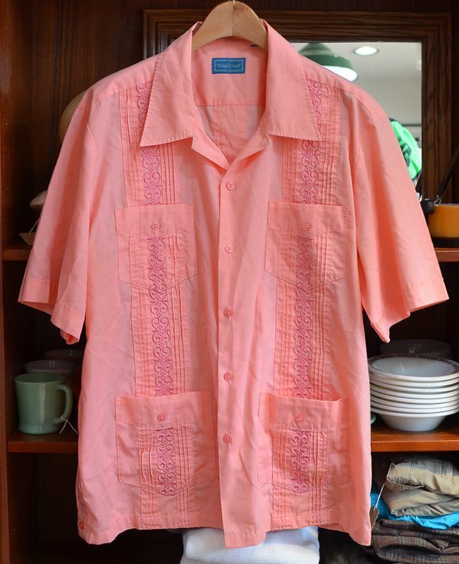 ビンテージ ピンク キューバシャツ 半袖シャツ サイズｌ程度 八千代の古着屋
