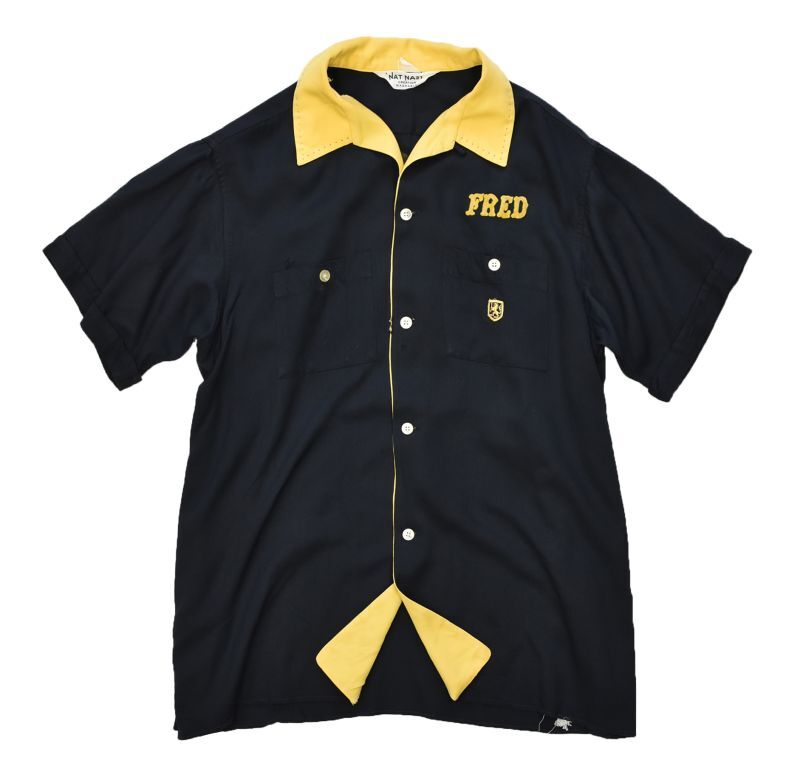 60年代 NAT NAST チェーン刺繍 オープンカラー ボウリングシャツ メンズM ヴィンテージ /evb000745