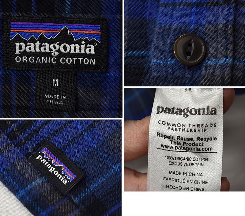 パタゴニア】patagonia【オーガニックコットンシャツ】【青×紺 