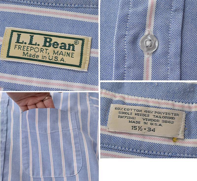 USA製】ビンテージ【L.L.Bean 】【ＬＬビーン】【水色×白 