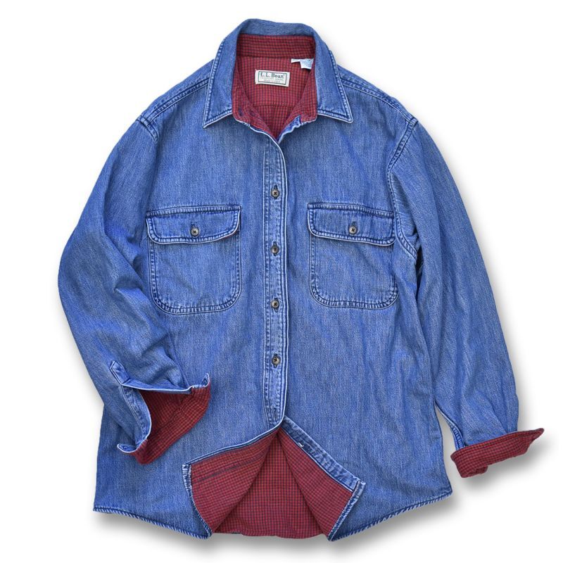 贅沢品 80s USA製 デニム L.L. 長袖 Bean 半袖シャツ ビンテージ 