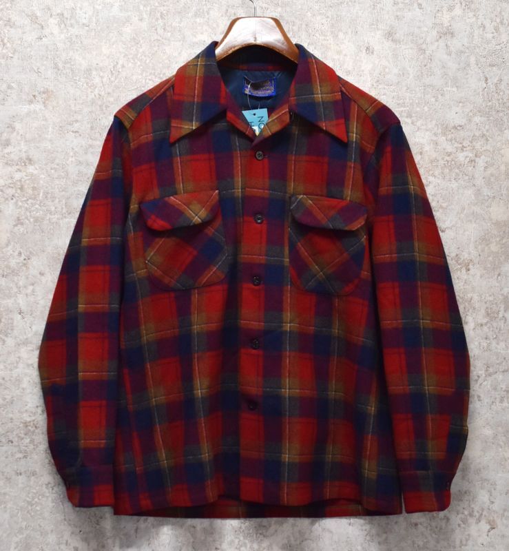 11,424円Vintage 60’sペンドルトン ウールシャツ 赤チェック サイズ M