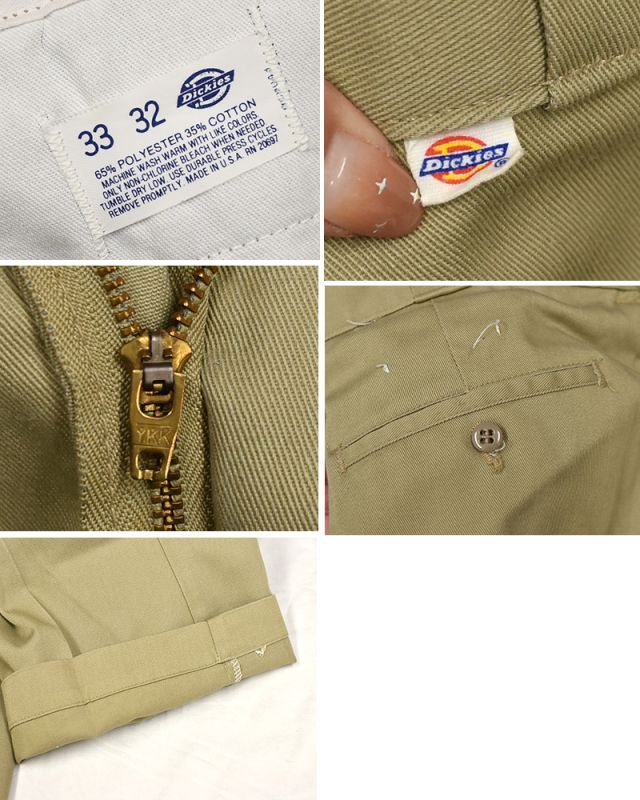 【USA製】【ビンテージ】【ディッキーズ】【Dickies】【ベージュ】【ワークパンツ】【33ｘ32】