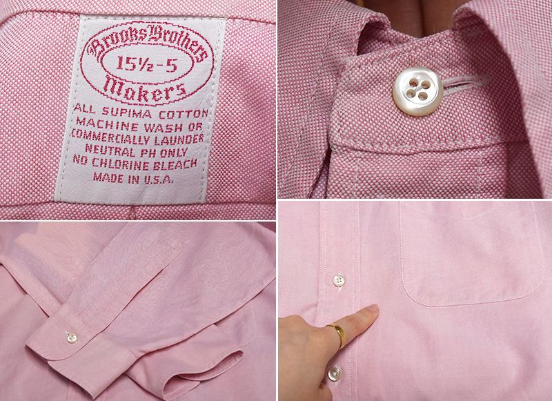 80's〜】【USA製】ビンテージ【Brooks Brothers】ブルックスブラザーズ【makers】【ピンク】【オックスフォード】【ボタンダウンシャツ】【15-1/2-5】  千葉県八千代市勝田台の古着屋ノーウェイホーム